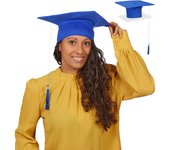 Relaxdays pack 2 birretes graduación, sombreros para graduados, con borla, sin año, mestría, doctorado o colegio, azul