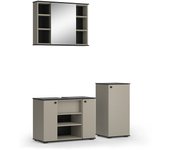 Vicco conjunto de muebles de baño joli, gris, 3 piezas, con armario midi
