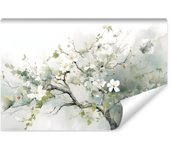 360cm x 240cm papel pintado no tejido con foto de cerezo en flor natural para el salón