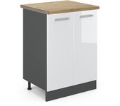 Vicco mueble bajo de cocina r-line, blanco alto brillo, 60 cm , et roble