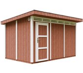 Caseta jardin exterior paneles a base de madera lp smartside 8,7 m² con suelo y baldosas bituminosas - l279xa412xa237 cm timbela m904 - redwood red