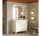 Mueble de baño de pie 115cm blanco decapado con espejo | toscana