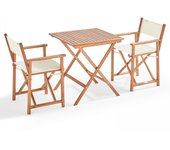Mesa de bistro plegable + 2 sillas de eucalipto