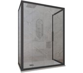 Mampara de ducha 3 lados deslizante 70x130x70 cm de pvc antracita h 200 vidrio transparente mod. deco trio