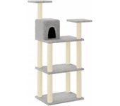 Rascador para gatos con postes de sisal gris claro 118,5 cm