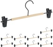 Relaxdays set de 10 perchas para pantalones, pinzas deslizantes, colgadores para faldas, 11,5x30,5x3cm, negro/natural