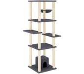 Rascador para gatos con postes de sisal gris oscuro 154 cm