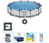 Paquete de piscina - bestway - alrededor - 366x366x76 cm + accesorios cb18
