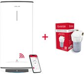 Termo eléctrico inteligente, ariston, velis pro wifi 50l + filtro antical, vertical u horizontal, clase a