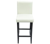 Juego de dos taburetes de bar de diseño, asiento de silla, cuero artificial blanco, 1202178