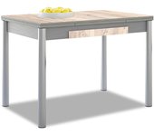 Mesa de cocina extensible con alas de cristal - estructura aluminio tapa laminada color amundsen - medidas de la mesa: 90-140 x 50 cm