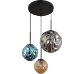 Lámpara colgante con 3 tulipas de cristal color azul, gris y ámbar. bombilla e27 (disponible lámpara de 1 luz) ref. 3331-3