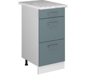 Vicco mueble bajo de cocina r-line, gris azulado, 40 cm con cajones y encimera