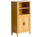 Mueble alto de bambú con 2 puertas y 2 baldas 50x25x92 cm