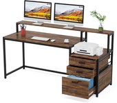 Tribesigns 160*50*90cm escritorio de ordenador ergonómico con archivador, con soporte de monitor para uso doméstico