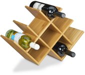 Relaxdays botellero vino para 8 botellas, bambú, marrón, 31,5 x 47 x 16,5 cm