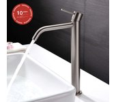 Grifo monomando lavabo alto sky bath níquel cepillado inox s304 serie promise