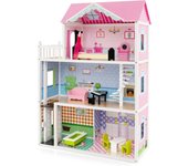 Casa de muñecas maiosn de lujo de 3 plantas, 5 piezas con 10 accesorios, ascensor funcional y escalera giratoria, para niños 3+ años, 80x33x114 cm