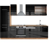 Vicco mueble de cocina fame-line, antracita brillo intenso/roble dorado eléctrico, 300 cm , et roble
