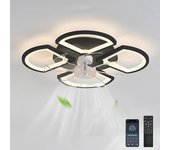 Ventiladores de techo con luces, luz de ventilador de techo regulable con control remoto y app, 6 velocidades de viento, 50cm