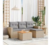 Juego de sofás jardín con cojines 5 piezas | conjunto de jardín de ocio | set de comedor de jardín ratán sintético beige cfw580801