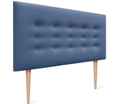 Dhome cabecero de polipiel con 3 hileras de botones y patas cabezal tapizado cama lujo (azul, 105cm)