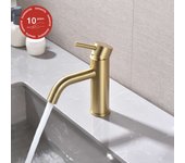 Grifo monomando lavabo sky bath oro cepillado inox s304 serie rock