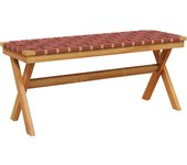 Banco de jardín | silla de jardín madera maciza de acacia y tela rojo cfw31643
