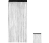 Relaxdays cortina de flecos, acortable, pasaje, para puerta y ventana, 90x245 cm, negro