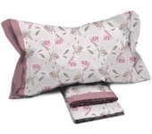 Maxi juego de cama doble de algodón puro - diseño moderno 'elly' color rosa