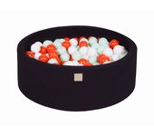 Meowbaby piscina de bolas, round seca para niños, negro : menta/naranja/blanco, 200 pcs, 90x30cm