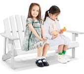 Silla adirondack para 2 personas para niños, bancos exteriores de madera de abeto con respaldo y apoyabrazos, carga 100 kg