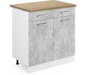 Vicco mueble bajo de cocina r-line, hormigón, 80 cm , et roble