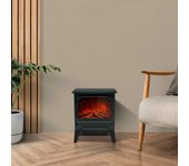 Chimenea eléctrica de suelo 1950w kekai nebraska 35x21x44 cm con simulación de fuego negra para interior