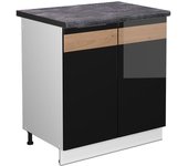 Vicco armario bajo para fregadero fame-line, roble negro alto brillo, 80 cm , et antracita