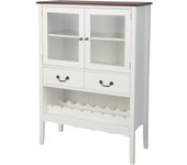 Armario para vino con soporte de cristal, armario buffet con puerta de cristal y cajones, armario de cocina de madera para salón y cocina
