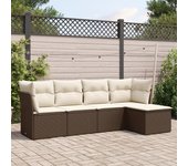 Set comedor de jardín 5 piezas | conjunto de jardín | muebles de jardín y cojines ratán sintético marrón cfw373018