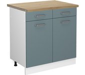 Vicco mueble bajo de cocina r-line, gris azulado, 80 cm , et roble
