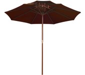 Sombrilla de dos niveles palo de madera terracota 270 cm