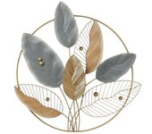 Decoración de pared dkd home decor metal multicolor moderno enmarcada hoja de planta (83,8 x 5,7 x 87,6 cm)