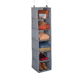 Relaxdays organizador colgante armario, 6 compartimentos, tela, 131 x 30 x 30 cm, 2 ganchos, almacenaje suspendido, gris