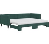 Sofá cama nido con colchón terciopelo verde oscuro 90x200 cm