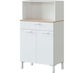 Mueble auxiliar maría para microondas un cajón y dos puertas en acabado blanco 126 cm (a