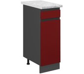 Vicco mueble bajo de cocina r-line, rojo, 30 cm et mármol