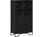 Aparador alto | aparador de comedor | armario de cocina madera ingeniería negro 79,5x35,5x137,5 cm cfw86584