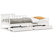 Cama individual | cama para adultos | sofá cama con cajones madera maciza de pino blanca 90x190 cm csw9658803