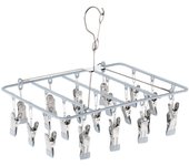 Relaxdays tendedero de calcetines, 23 pinzas, colgador para secar calcetas y ropa interior, cuadrado, 29x34,5x27cm, gris