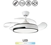 Ventilador de techo con luz silencioso dc con mando destro blanco y negro 107 cm invierno-verano color luz regulable