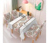 Mantel impermeable de 140x180cm y 4 fundas de silla. 180x140x1 cm. color: multicolor dam