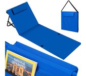 Spiaggina, tumbona de playa plegable con cómodo cojín para reposacabezas, colchoneta acolchada con respaldo ajustable, hu-ozd6-7dkk (azul)